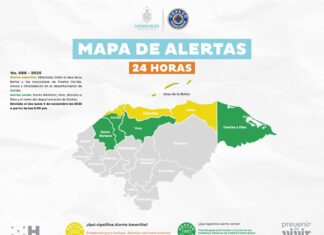 COPECO declara alerta amarilla y verde en siete departamentos de Honduras