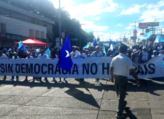 Nacionalistas se movilizan en Tegucigalpa en defensa de la democracia y la libertad