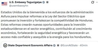 Embajada de EE. UU. respalda reformas del presidente Asfura en la ENEE y destaca oportunidades para la inversión energética