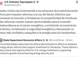 Embajada de EE. UU. respalda reformas del presidente Asfura en la ENEE y destaca oportunidades para la inversión energética